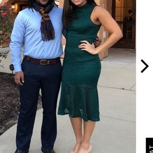 NWT ALL THE WAY UP FOREST GREEN LACE MIDI DRESS